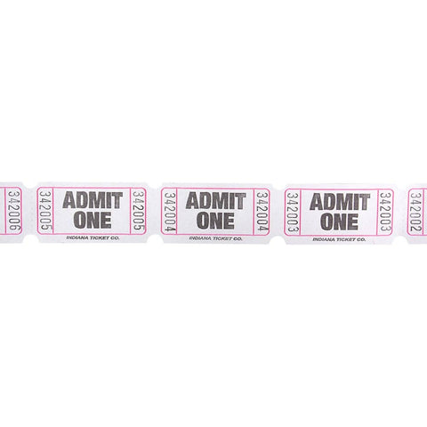 ADMIT ONE SINGLE TICKET ROLLS WHITE LLB kids toys