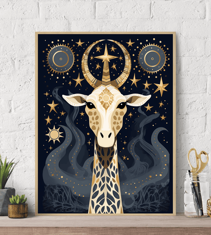 Mystical Snow White Giraffe Canvas Wall Art print