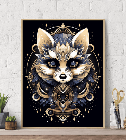 Mystical Fiery Snow White Racoon Canvas Wall Art print