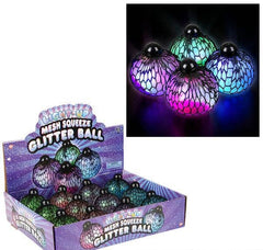 3" LIGHT-UP MESH SSQUEEZE GLITTER BALL LLB Light-up Toys