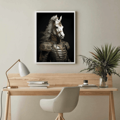 Horse in Uniform Canvas Wall Art Print Poster