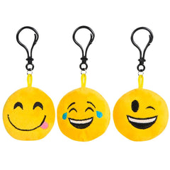 2.75" plush EMOTICON BACKPACK CLIP 24/UNIT LLB Backpack