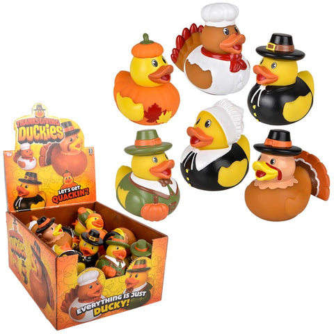 2" Thanksgiving Rubber Duck Party Favors 24ct - LLB Toys