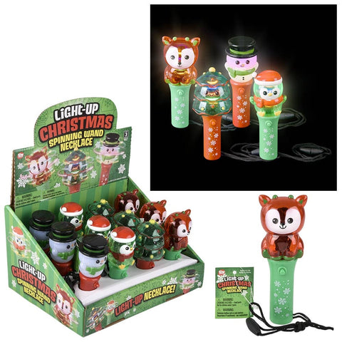 Light Up Christmas Spinning Wand Necklaces 4.5" - LLB Toys