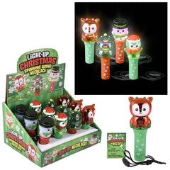Light Up Christmas Spinning Wand Necklaces 4.5" - LLB Toys