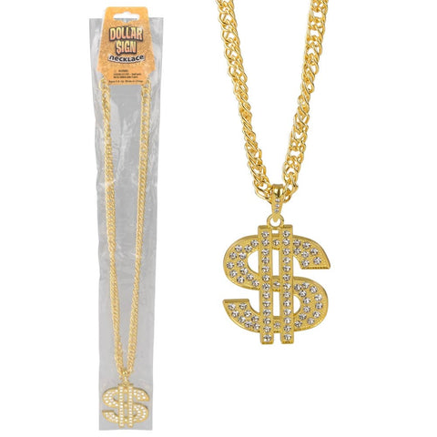 Dollar Sign Necklace Gold 30" - LLB Toys