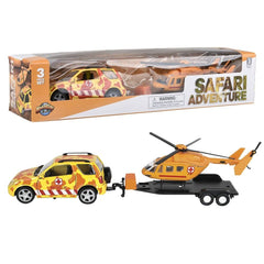 SAFARI DIECAST 4 X 4 ROVER AND HELICOPTER LLB kids toys