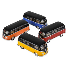 5" Diecast Pull Back 1962 VW Bus With Black Top LLB Car Toys