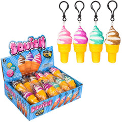 Squish Ice Cream Cone Backpack Clip  4" - LLB Toys