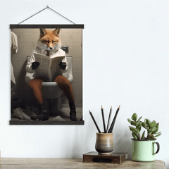 Fox on Toilet Canvas Wall Art print