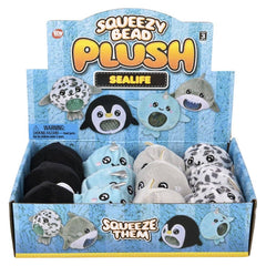 3" Sealife Squeezy Bead Plush Llb Plush Toys 12ct - LLB Toys
