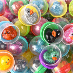1.5" Rubber Glitter Duckling In 2" Capsule 250ct -  LLB Toys