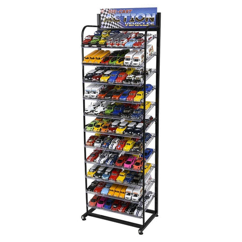 METAL DISPLAY RACK AND 156 PC VEHICLE BUNDLE 1 LLB Car Toys