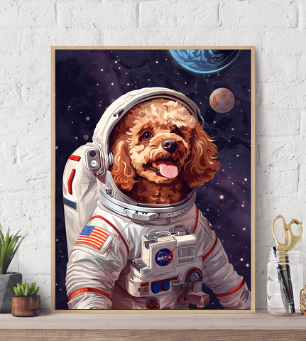 Poodle Nasa Astronaut Canvas Wall Art Print