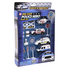 15PC DIE-CAST POLICE PLAY SET LLB Car Toys