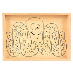 9.25" x 6.5" WOODEN OCTOPUS LETTER PUZZLE LLB Puzzle