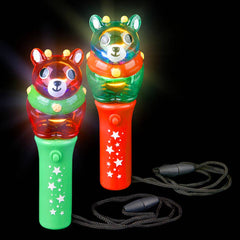 Light Up Xmas Reindeer Spinng Wand Necklace  - LLB Toys