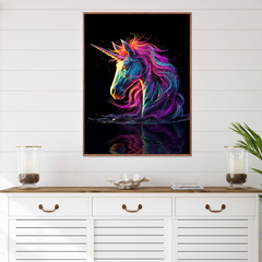 Neon Bold Bright Colored Unicorn Canvas Wall Art Print