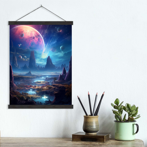 Mystical Planetary Oasis Canvas Wall Art Print