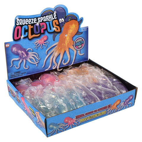 6" Squeeze Sparkle Confetti Octopus- LLB Toys