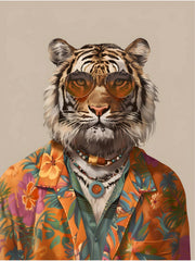 Hippie Tiger Fashion Canvas Wall Art Print