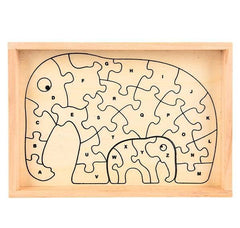 9.25" x 6.5" WOODEN ELEPHANT LETTER PUZZLE LLB Puzzle