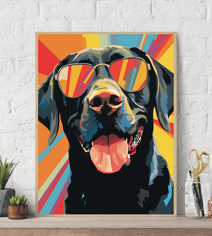 Labrador Glasses POP-ART Canvas Wall Art print