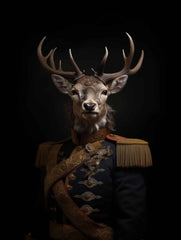 Deer in Uniform Canvas Wall Art Print Poster