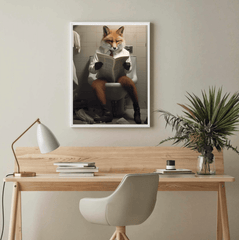 Fox on Toilet Canvas Wall Art print