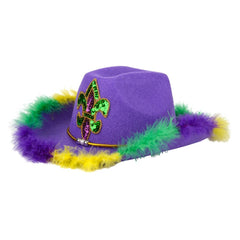 Feather Rimmed Fleur De Lis Cowboy Hat - LLB Toys
