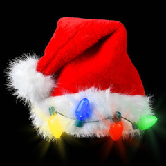Light-Up Christmas Light Bulb Santa Hat