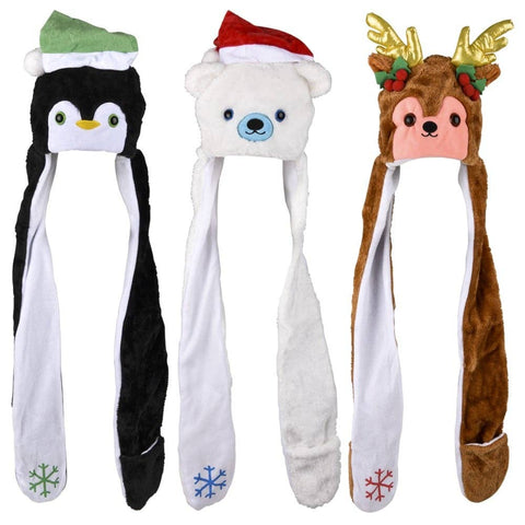 CHRISTMAS plush HOODIE SCARF HAT 35" - LLB Toys