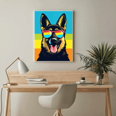 Fashionable German Shepherd POP-ART Canvas Wall Art print