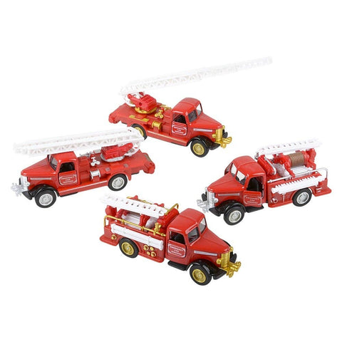 5" DIE-CAST PULL BACK CLASSIC FIRE TRUCK LLB Car Toys