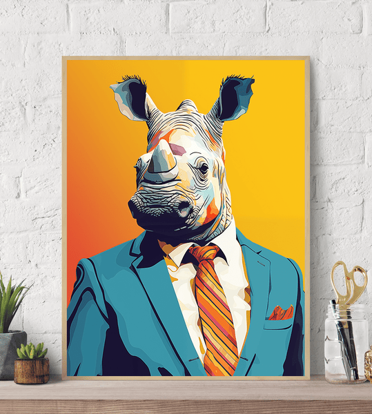 Rhino Suit Canvas Wall Art print