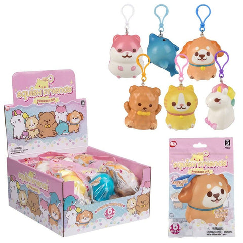 3.25" Kawaii Animals Squish Backpack Clip 12ct - LLB Toys