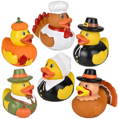 2" Thanksgiving Rubber Duck Party Favors 24ct - LLB Toys