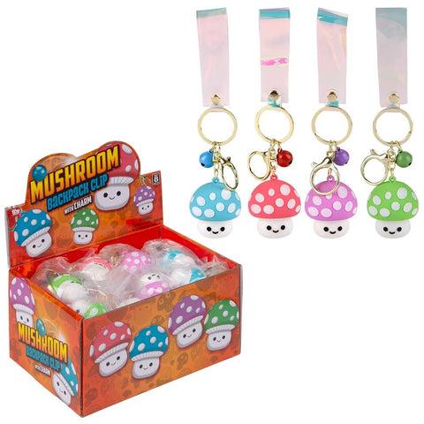 2" Mushroom Charm Wristlet Backpack Keyring 24ct - LLB Toys