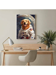 Astronaut Golden Retriever Canvas Wall Art Print