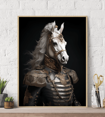 Horse in Uniform Canvas Wall Art Print Poster