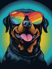 Rottweiler POP ART Sunglasses Canvas Wall Art Print
