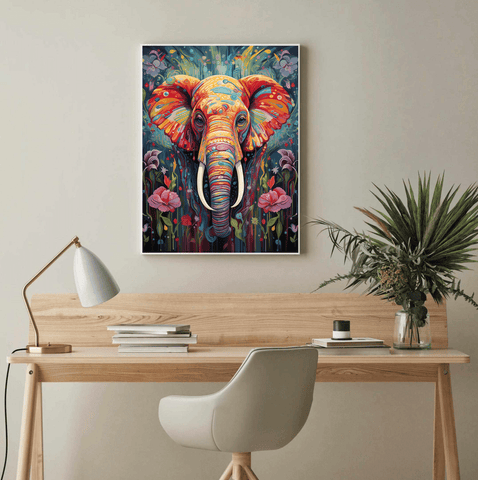 Fantasy Elephant Multi-Colored Canvas Wall Art print