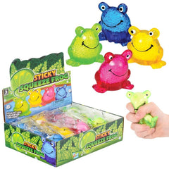 2.5" Squeeze Sticky Frog Squishy Toy 12ct - LLB Toys