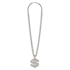 Dollar Sign Necklace Silver 30" - LLB Toys