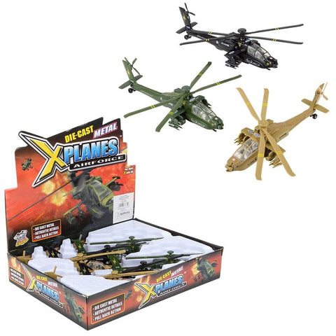 8" DIE-CAST PULLBACK APACHE HELICOPTER LLB Car Toys