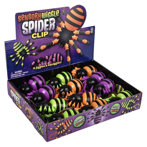3" Wiggle Sensory Spider Clip On 12ct LLB kids toys