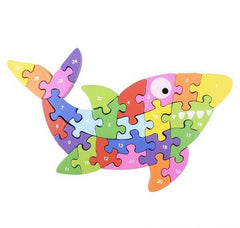 10.25" x 6.5" WOODEN SHARK LETTER PUZZLE LLB Puzzle