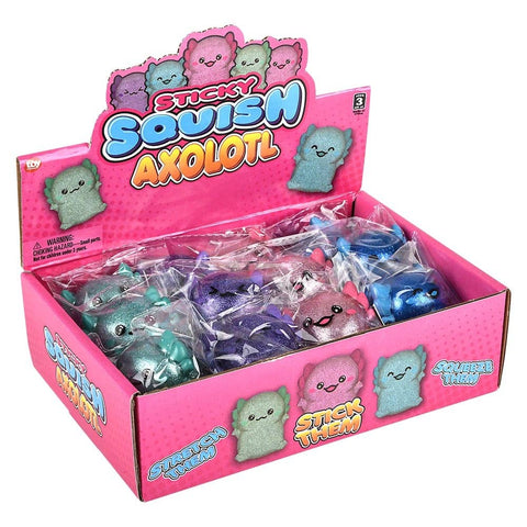 2.25" Squish Sticky Axolotl 12ct LLB Squishy Toys