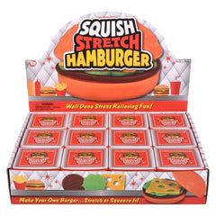 3" Squish & Stretch Hamburger Squishy Toy 12ct - LLB Toys