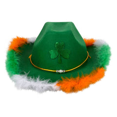 Feather Rimmed Shamrock Cowboy Hat - LLB Toys